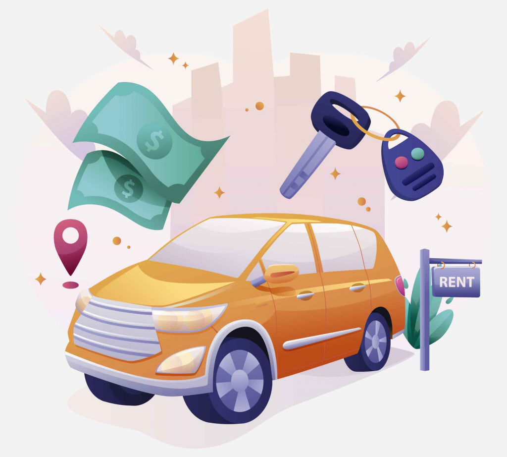 Car Rental Process Illustration (AI, PNG)